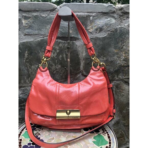 Coach Kristin Leather Hobo Satchel in PATENT LEATHER CORAL 16948 (pu900 - Picture 1 of 11